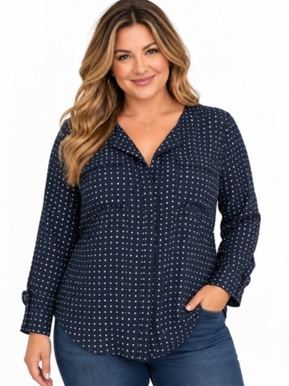 Torrid Navy White Star Print Harper Blouse Plus Size